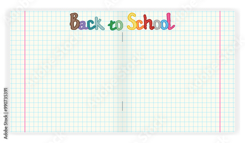 Checkered paper. School notebook. Colored pencils. Back to school concept web design template. Close-up.