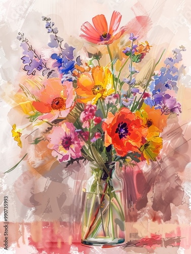 A bunch of flowers, color field, made of flowers