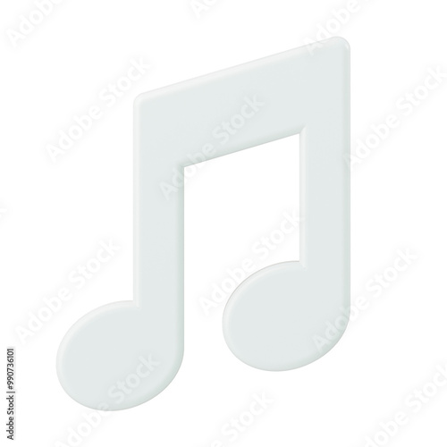 3D music png symbol clipart, eighth note quaver on transparent background