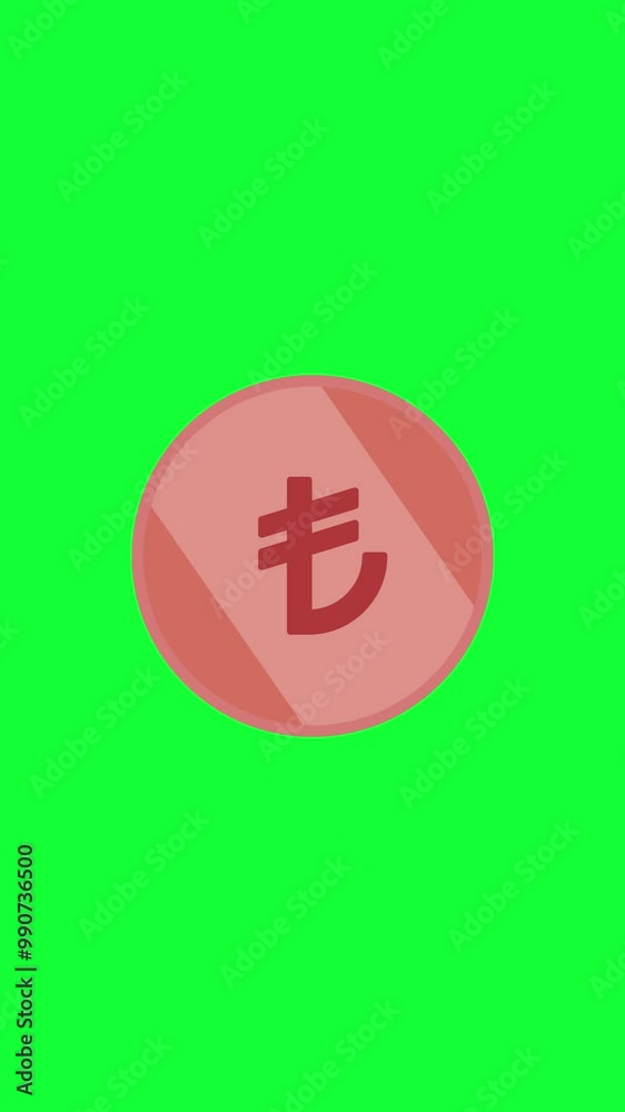 3D Animation of a copper coin on a green screen 3D Animation of a copper coin on a green screen