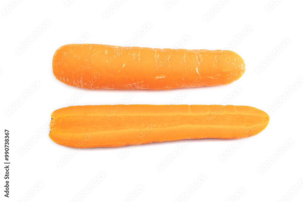 Orange Carrot isolated on white, Side view, close up Orange Carrot isolated on white, Side view, close up