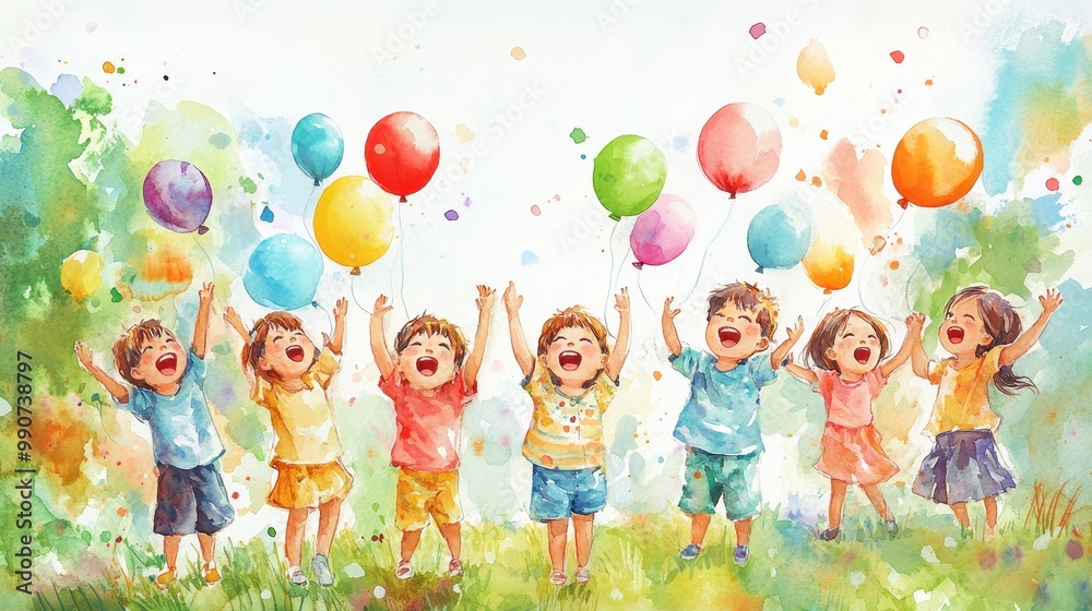 Joyful Children Singing in a Vibrant Park