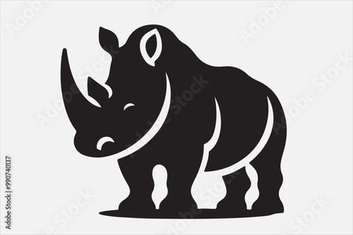 Rhino head icon vector silhouette.