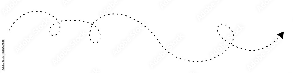 Line squiggly dashed, dotted arrow vector icon Line squiggly dashed, dotted arrow vector icon