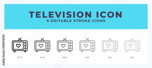Television icon symbol. Isolated. Vector illustration with editable stroke.