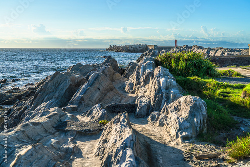 夏の城ヶ島　灘ヶ崎の岩石海岸の風景【神奈川県・三浦市】　
Seascape of Jogashima Island on the Miura Peninsula. - Kanagawa, Japan photo