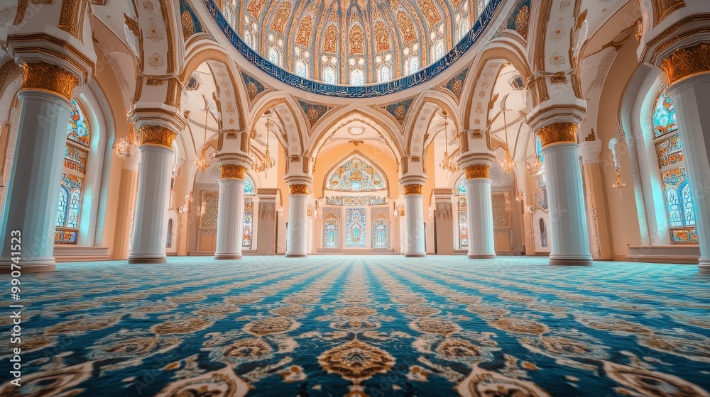 Obraz premium The magnificent interior design of the mosque with an ancient design