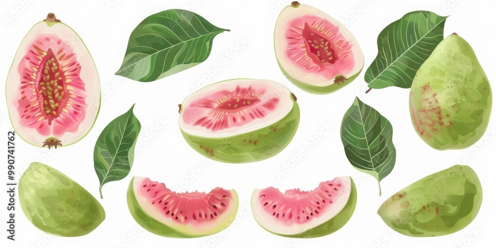Illustrative assortment of fruits including grapes, oranges and mangoes