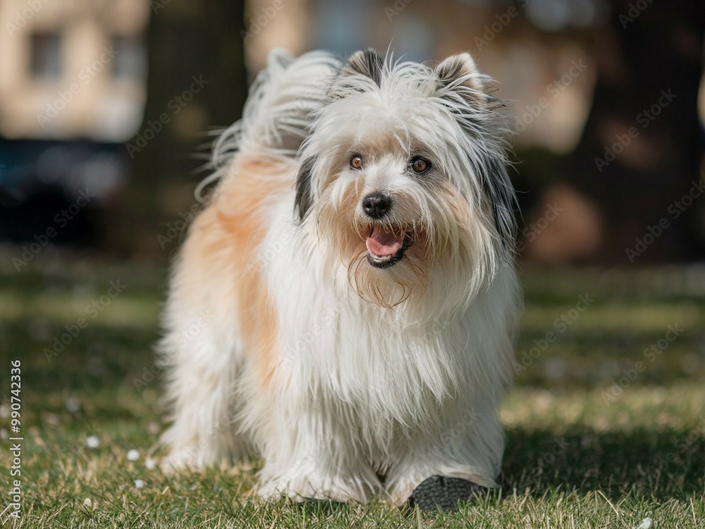 A Happy Closeup looking dog against white background A Happy Closeup looking dog against white background