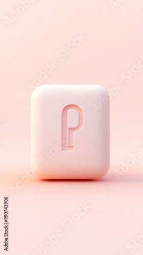 A 3d render of the letter p in a square.