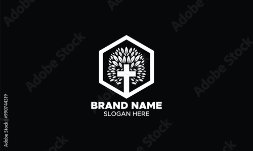 cross tree,  christian cross, minimalist cross tree, cross with leaves, vector, cross tree logo
