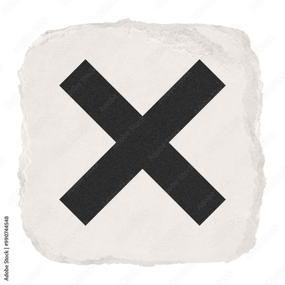 Obraz premium X mark png icon sticker, ripped paper design on transparent background