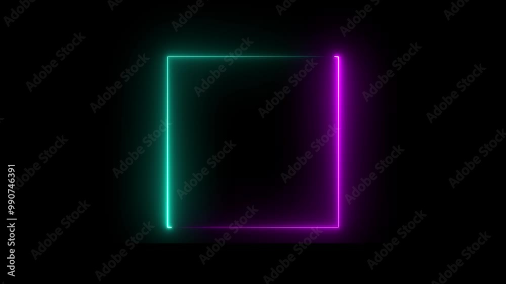 Abstract blue green neon glowing line frame, animated moving led light screen box projection animation Abstract blue green neon glowing line frame, animated moving led light screen box projection animation