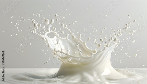 dynamic milk splash against pristine white backdrop