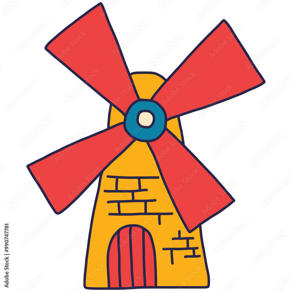Windmill Graphic illustration Vector Retro Style. Windmill Graphic illustration Vector Retro Style.