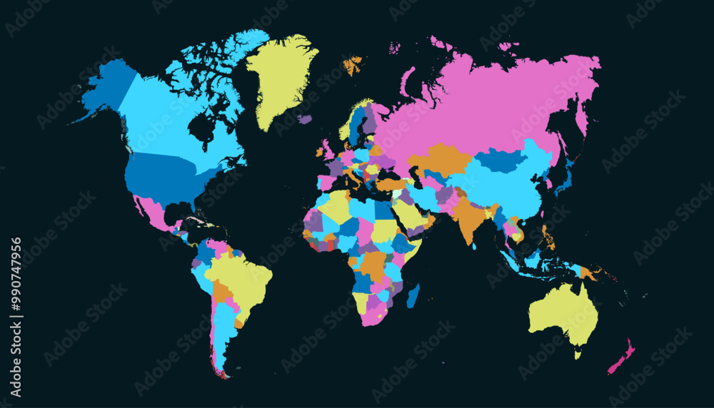 Fototapeta premium World map. Modern color vector map. Silhouette map.