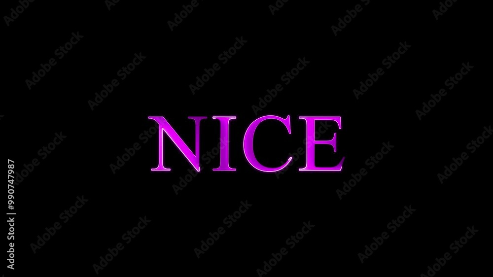neon nice text with shiny light optical flares animation on black backgroun