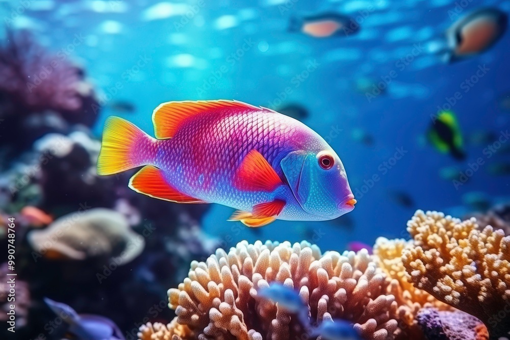 A tropical underwater scene features a coral reef teeming with colorful fish under vibrant sunbeams. Perfect for marine themed designs. Generative AI A tropical underwater scene features a coral reef teeming with colorful fish under vibrant sunbeams. Perfect for marine themed designs. Generative AI