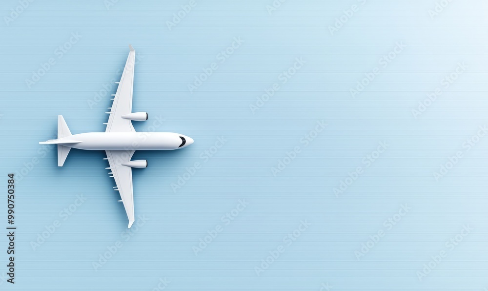 White airplane flying in a blue sky, isolated background. White airplane flying in a blue sky, isolated background.