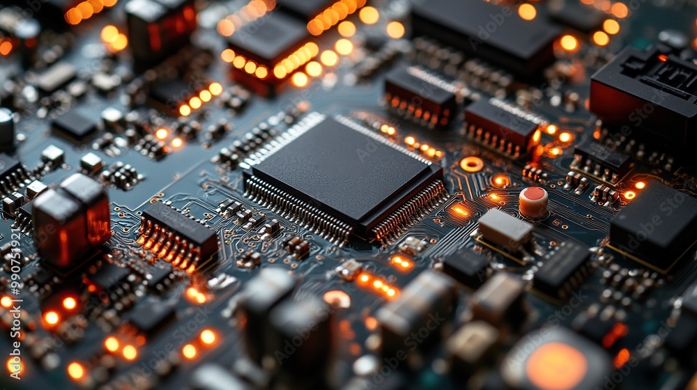 Circuit digital equipment illustrates the interconnectedness of semiconductors and microchips within the tech industry. Circuit digital equipment illustrates the interconnectedness of semiconductors and microchips within the tech industry.