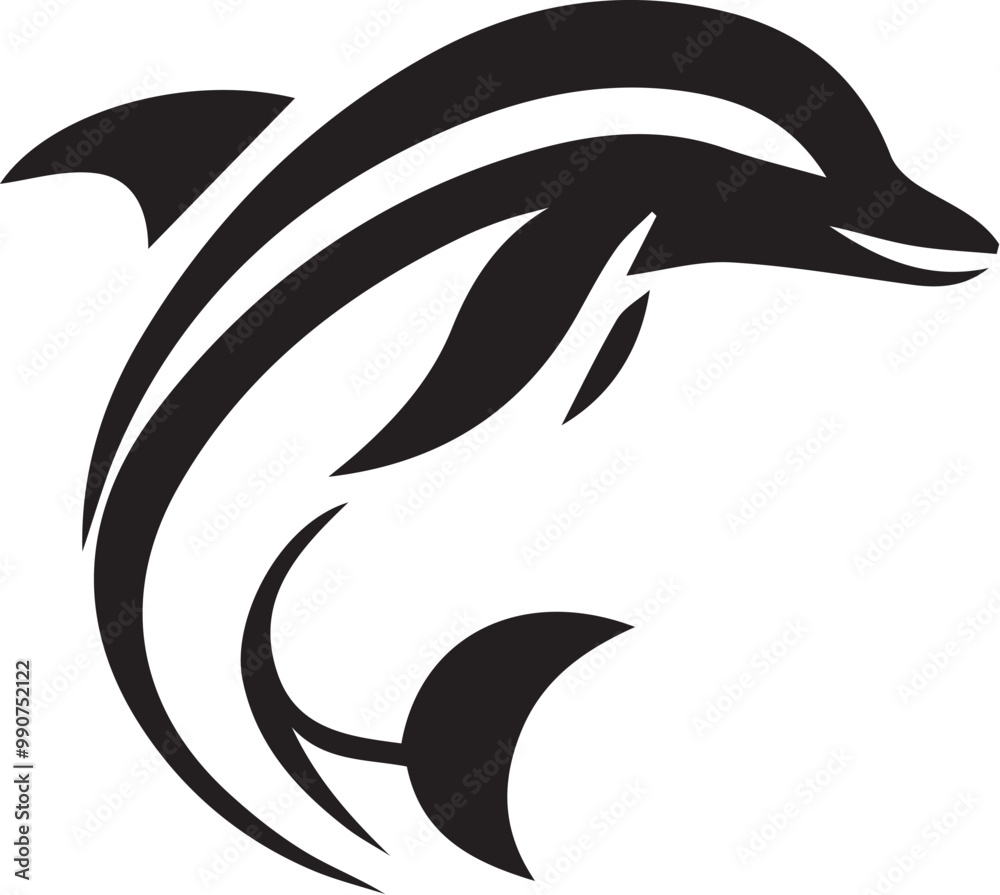Naklejka premium Dolphin Black And White Vector Template 