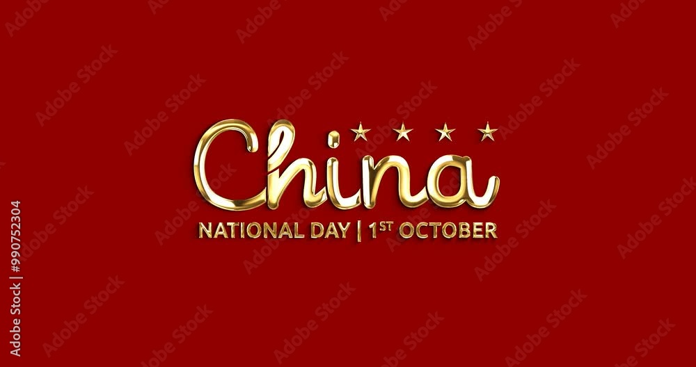 China National Day Handwritten Text Animation in Gold Color on Red Screen Alpha Channel: Perfect for Celebrating Patriotism, Cultural Events, Educational Content, and Engaging Social Media Posts China National Day Handwritten Text Animation in Gold Color on Red Screen Alpha Channel: Perfect for Celebrating Patriotism, Cultural Events, Educational Content, and Engaging Social Media Posts