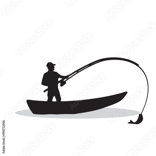 fisher silhouette, fisher Vector illustration, fisher isolated on white background																									