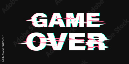 Game over glitch style vector Illustration