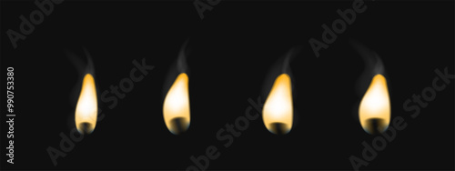 Candle Fire Realistic Set. Realistic lit candles with flames