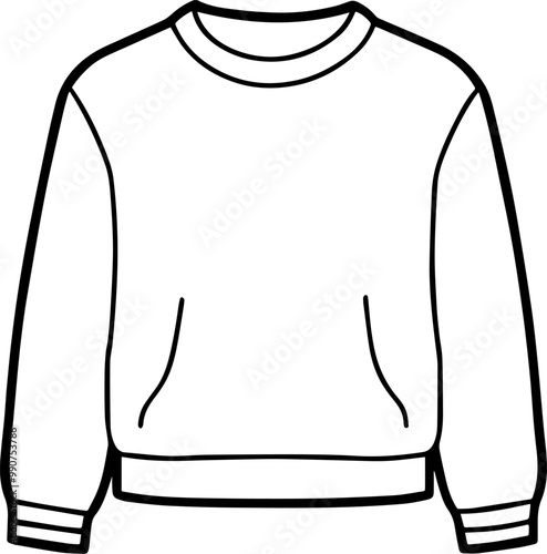 crew neck long sleeve sweatshirt line art vector illustration