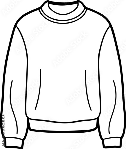 crew neck long sleeve sweatshirt line art vector illustration