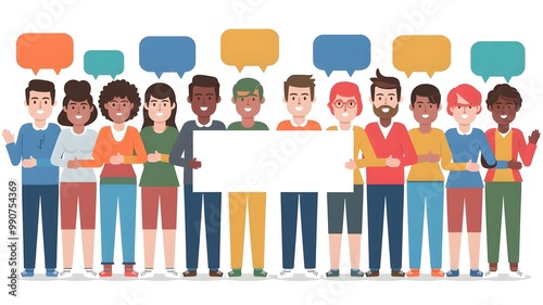 Diverse Group of People Holding a Blank Sign