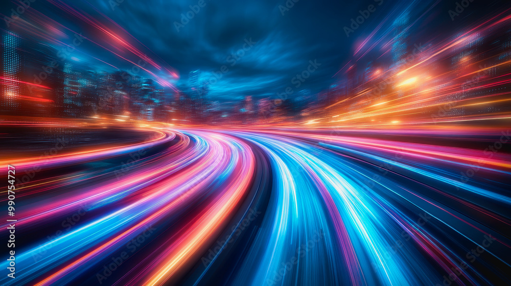 Flowing glowing binary code in a futuristic digital data stream environment Flowing glowing binary code in a futuristic digital data stream environment