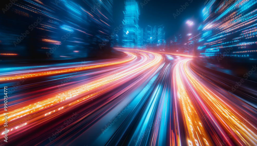 Flowing glowing binary code in a futuristic digital data stream environment Flowing glowing binary code in a futuristic digital data stream environment