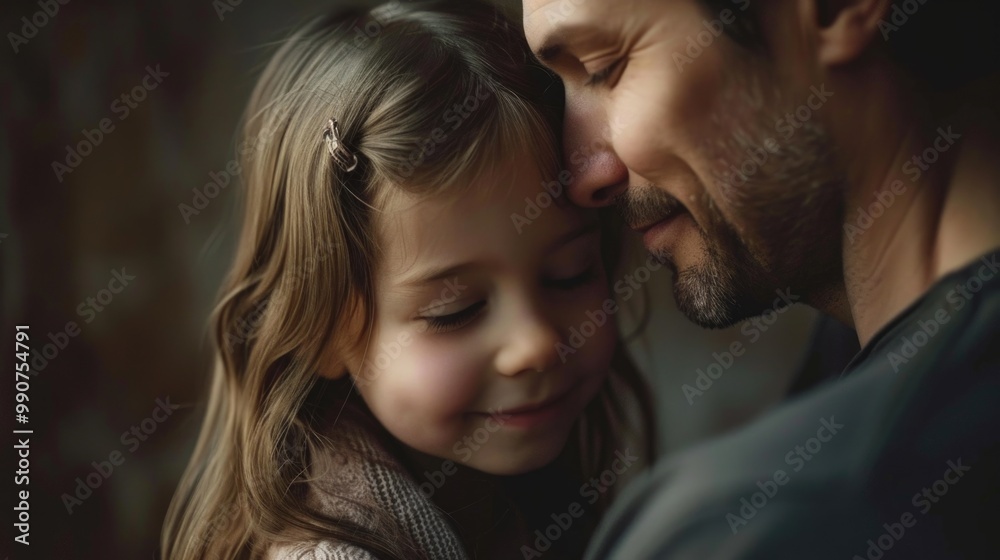 Father and daughter in a warm embrace, showcasing love and affection. Father and daughter in a warm embrace, showcasing love and affection.