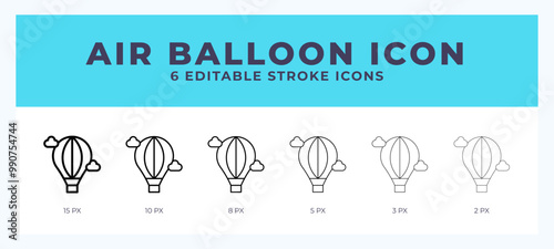Hot air balloon icon symbol. Logo illustration thin line. Bold line vector icons. Editable stroke