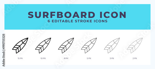 Surfboard line icon. For web. And mobile app. Vector illustration.