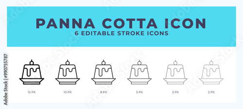 Panna cotta line icon symbol. Logo. Icon vector illustration with editable stroke.