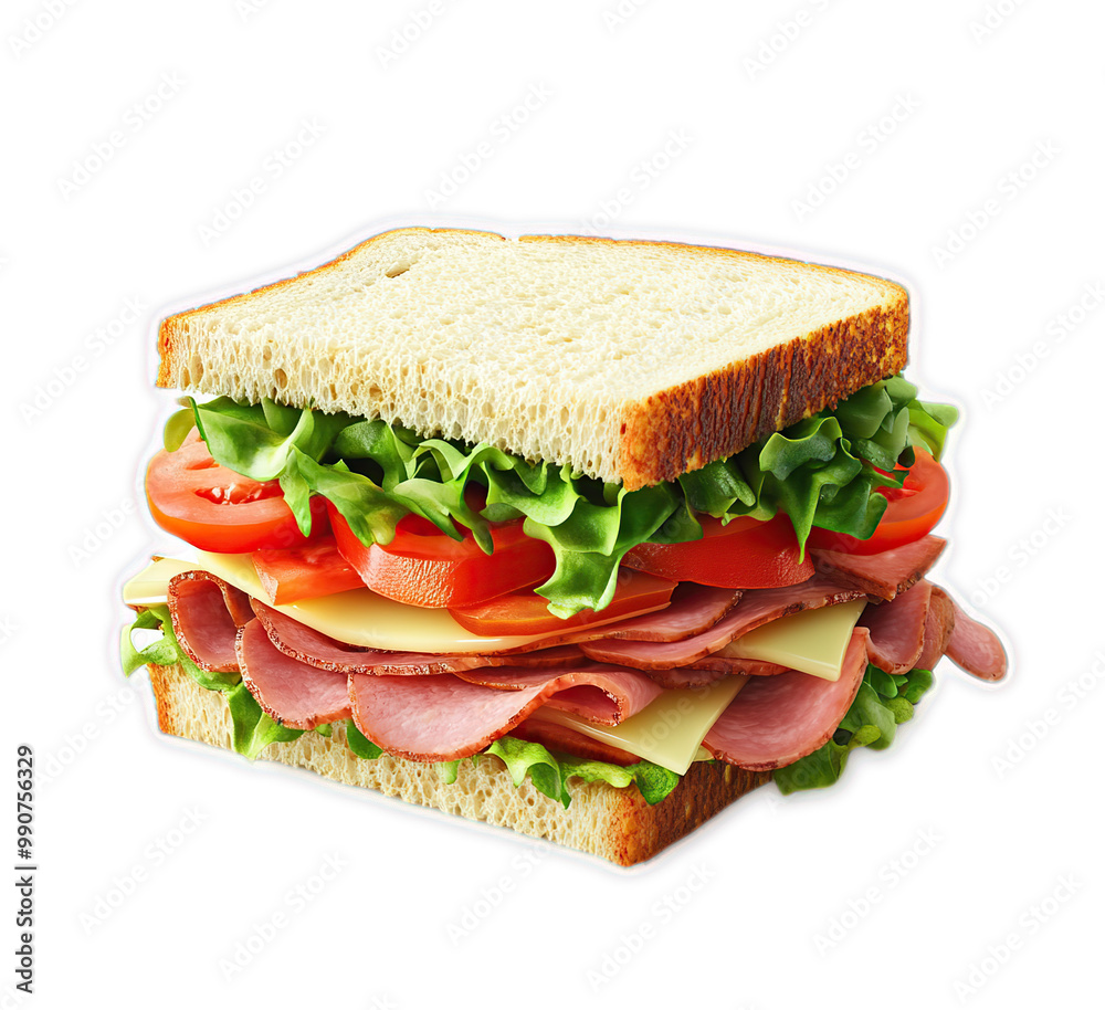 Delicious Ham and Cheese Sandwich with Lettuce and Tomato Delicious Ham and Cheese Sandwich with Lettuce and Tomato