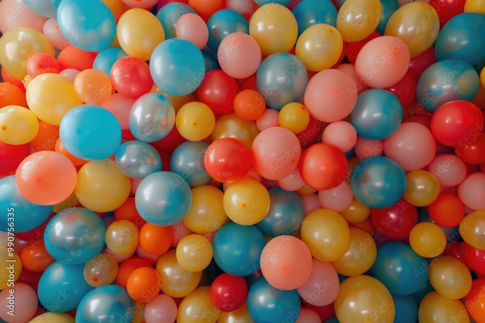 A vibrant mix of round, translucent balloons in various colors. A vibrant mix of round, translucent balloons in various colors.