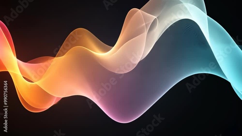 Wallpaper Mural A vibrant, flowing wave of color against a black background Torontodigital.ca