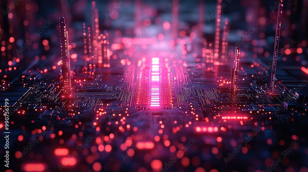 Fototapeta premium Crafting connectivity is likened to a circuit symphony, creating resonant connections that define technological advancements.