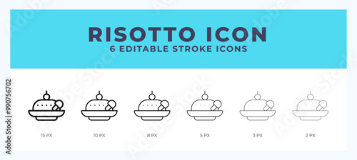 Risotto lineal icon symbol vector. Black outline for web. App. Presentation and more.