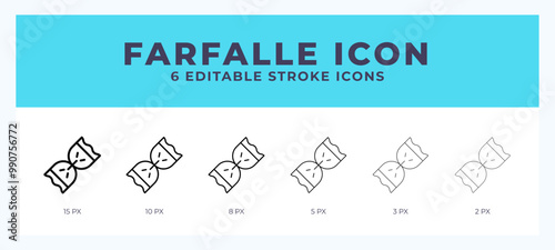 Farfalle icon with editable stroke. Outline icon vector illustration.