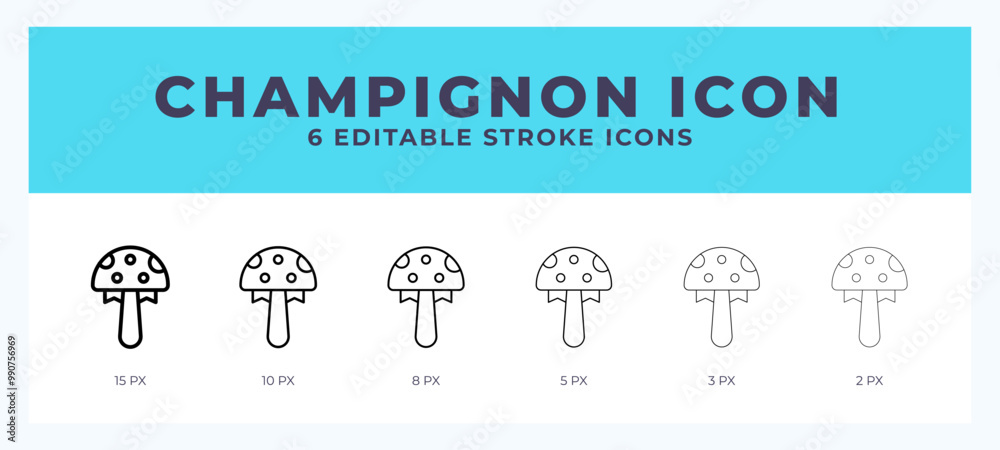 Champignon icon symbol. Logo illustration thin line. Bold line vector icons. Editable stroke Champignon icon symbol. Logo illustration thin line. Bold line vector icons. Editable stroke
