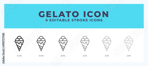 Gelato line icon for websites and apps. Vector illustration with editable stroke.
