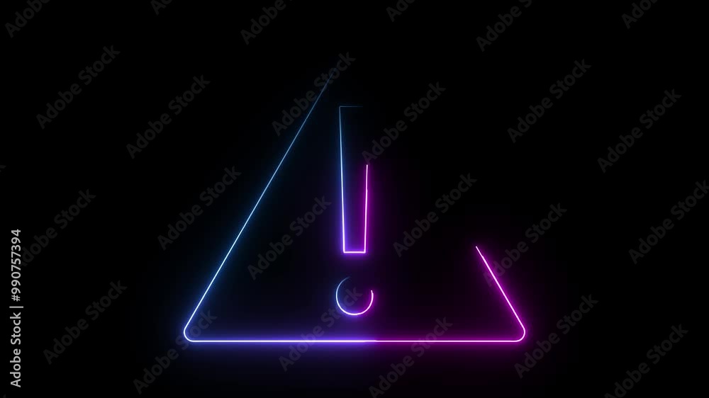 glowing neon blue pink color warning attention animation icon risk alert signal danger stop problem road sign animated sign symbol on black background glowing neon blue pink color warning attention animation icon risk alert signal danger stop problem road sign animated sign symbol on black background