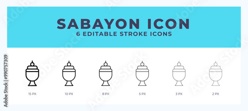 Sabayon icon with different stroke. Editable stroke. Vector illustration.