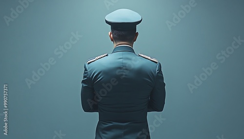 A Military Man in Uniform, Back View photo