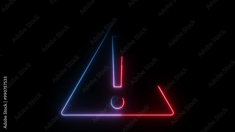 glowing neon red blue color warning attention animation icon risk alert signal danger stop problem road sign animated sign symbol on black background glowing neon red blue color warning attention animation icon risk alert signal danger stop problem road sign animated sign symbol on black background